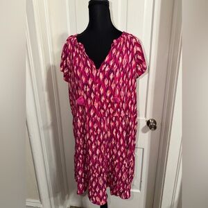Women’s size large LOFT Pink and White Patterned dress